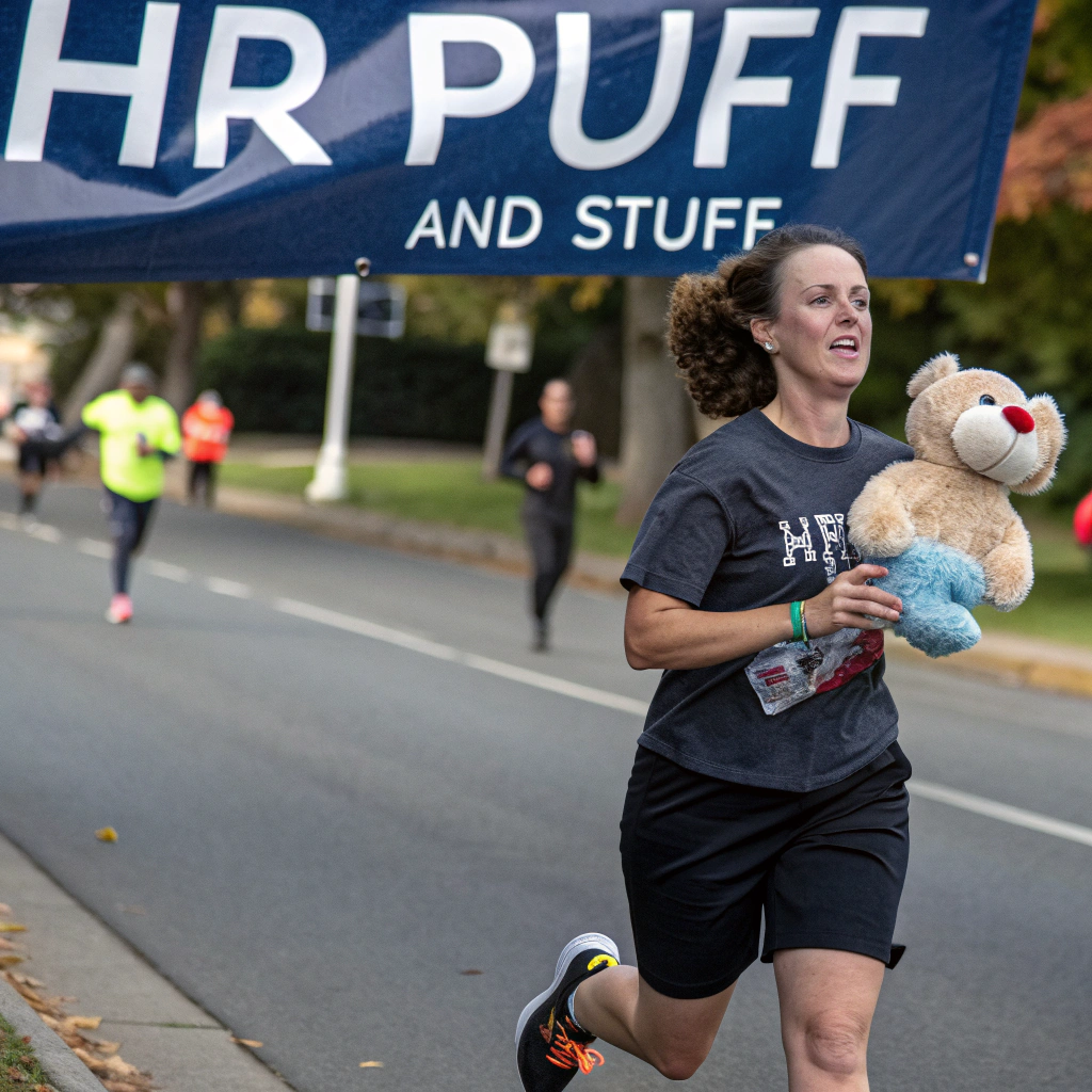 AI generated image by Red Panda AI: "hr puff and stuff" running