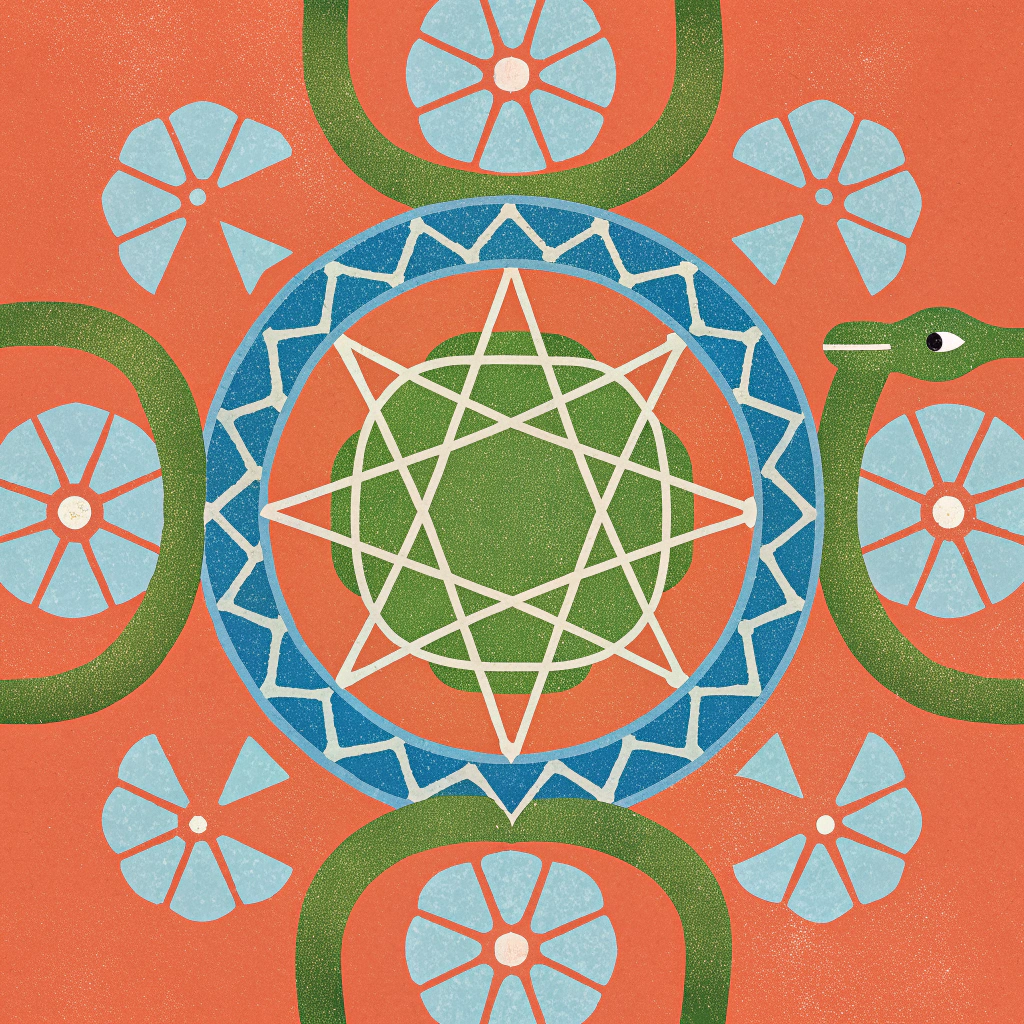 AI generated image by Recraft V3: ouroboros combined with geometric mandala