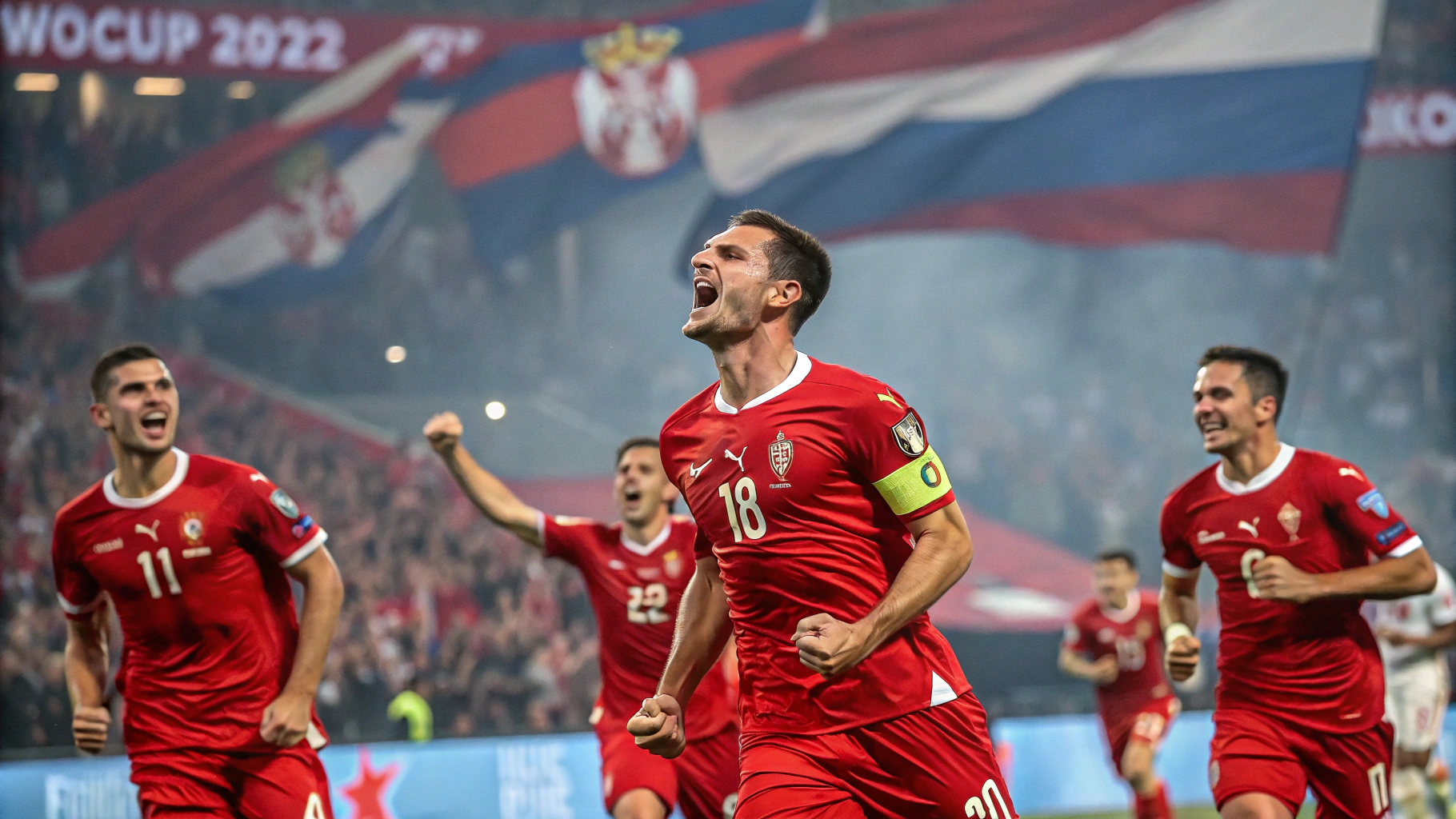 AI generated image by Red Panda AI: Serbian nacional team in fifa world cup 2022