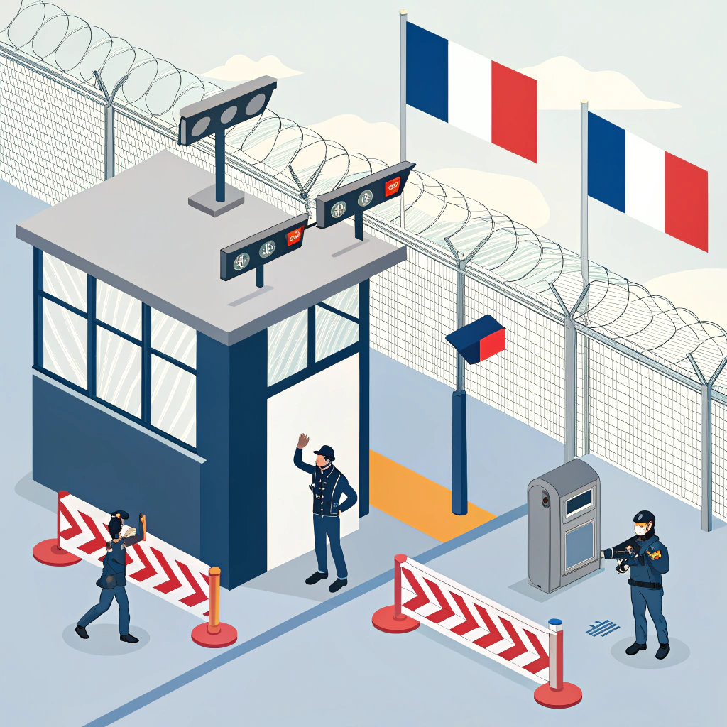 AI generated image by Red Panda AI: Une image qui montre le concept de sécurisation de la France aux frontières. Ne pas mettre de texte. 
