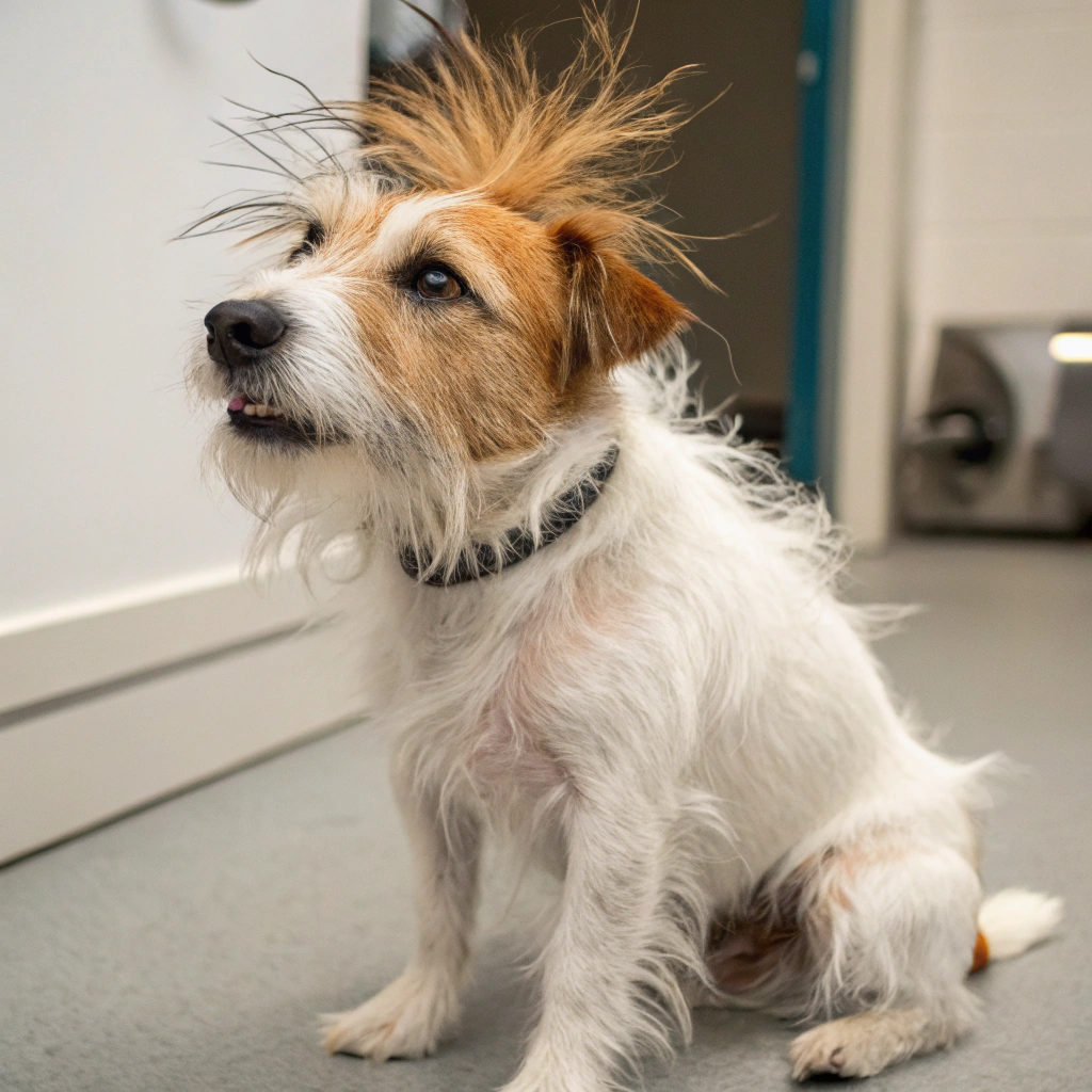 AI generated image by Red Panda AI: Jack russel terrier with broken fur as satelite