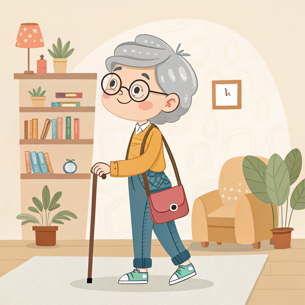 AI generated image by Red Panda AI: I need a cartoon of a retired teacher fullcolor