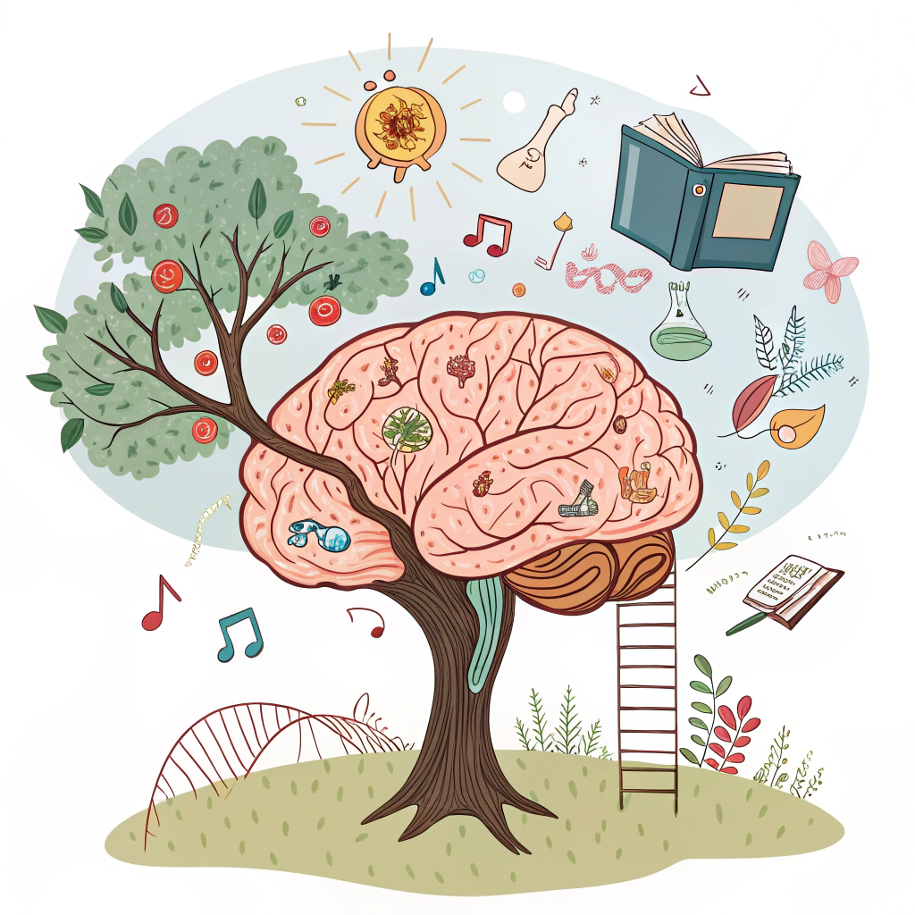 AI generated image by Red Panda AI: A brain taking in culture and biology