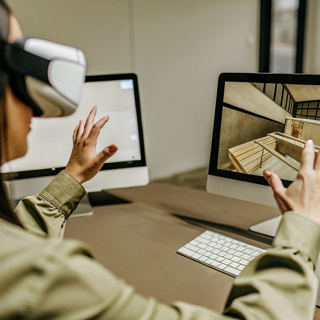 AI generated image by Red Panda AI: A person using a virtual reality headset, exploring a 3D model of a new product.