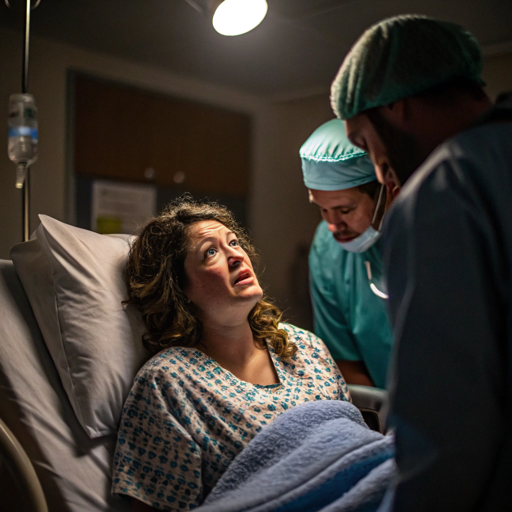 AI generated image by Red Panda AI: woman's hard birth scene