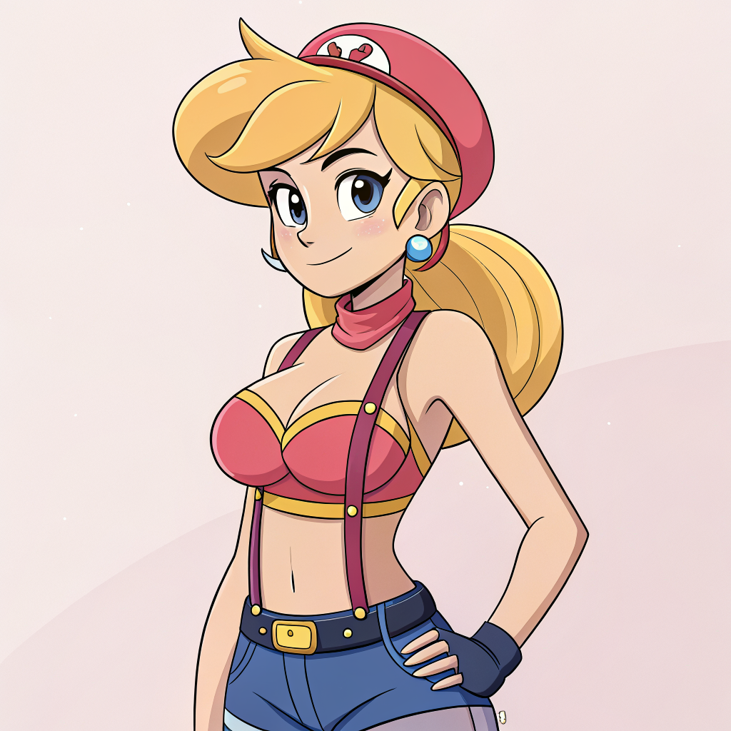 AI generated image by Red Panda AI: Okay es soll Melodie aus Brawl Stars sein sie sollen bis sie freizügig angezogen sein sie soll richtig sexy ausschauen aber auch süß sie soll größere Brüste haben aber nicht zu groß und ja das passt und man soll ihre Achsel sehen die natürlich rasiert und glatt ist und es soll ein bisschen Anime Look sein