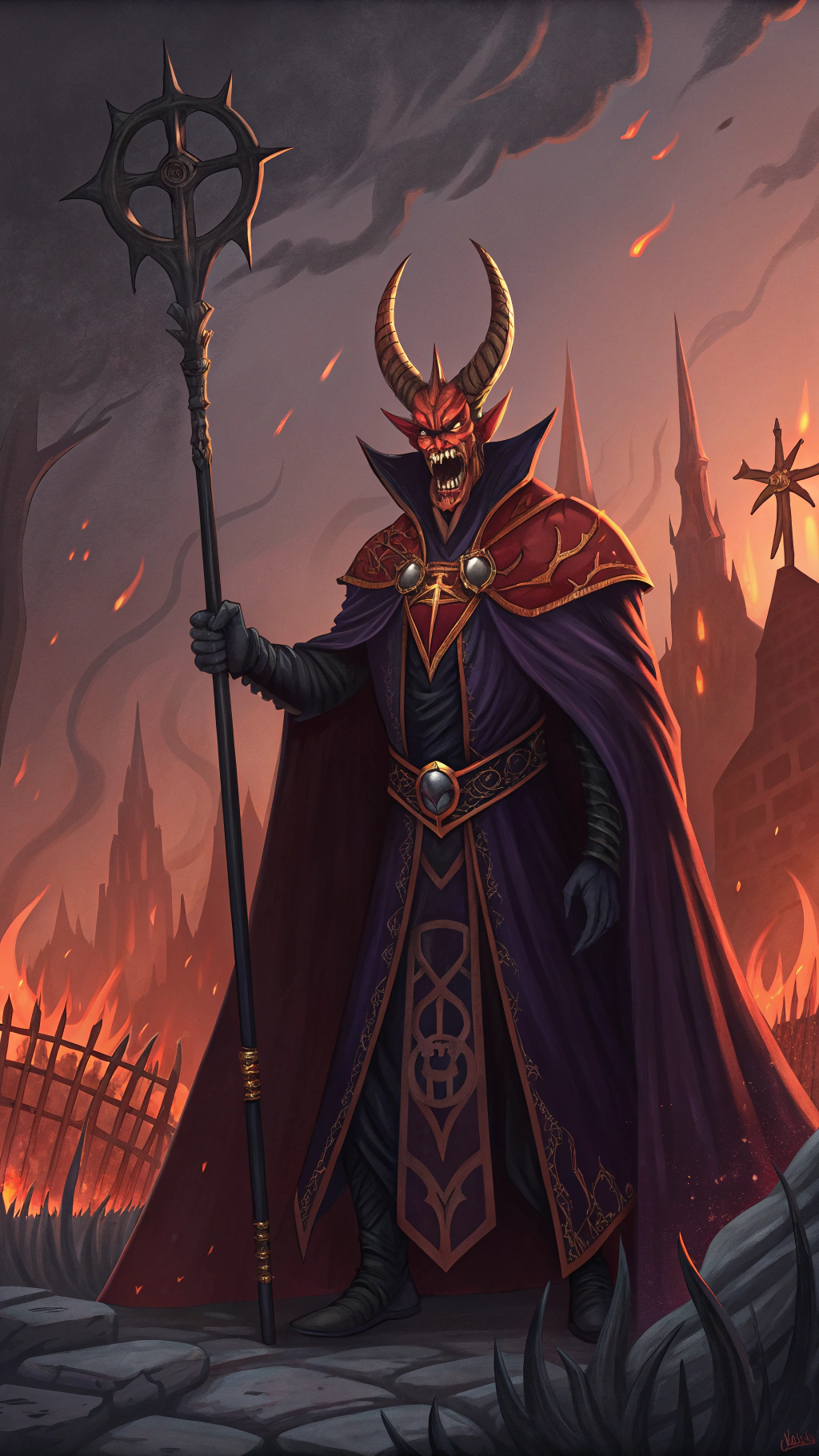 AI generated image by Red Panda AI: El diablo como rey del infierno