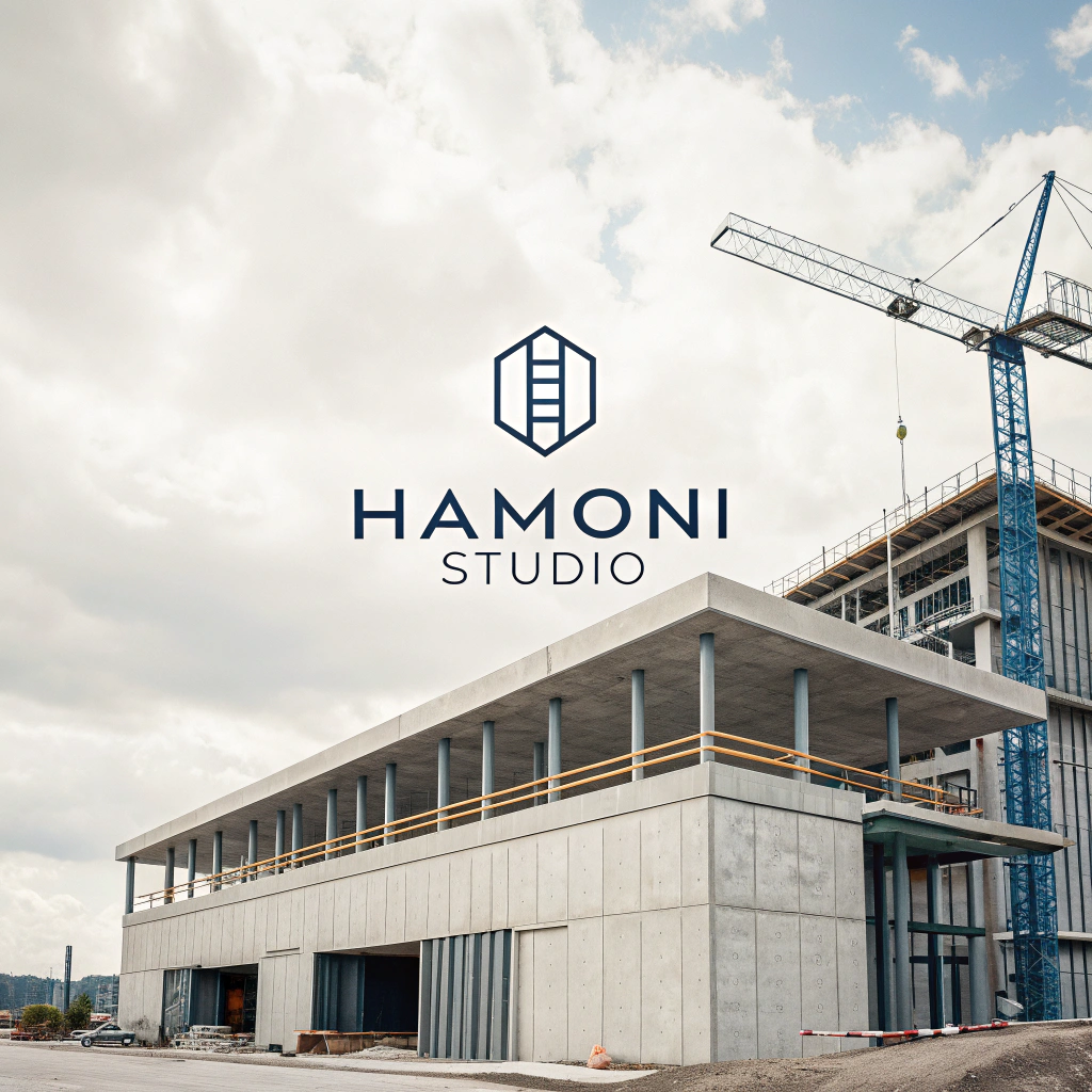 AI generated image by Red Panda AI: Logo minimalista con el nombre de Hamoni Studio para empresa constructora 