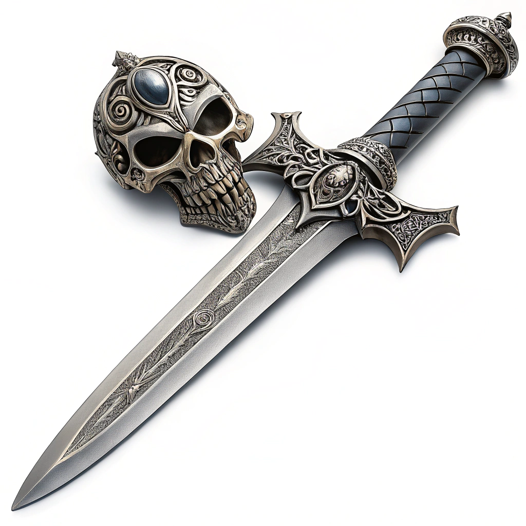 AI generated image by Red Panda AI: final fantasy sword, with skull handle, 8 inches wide blade and 40 inches long