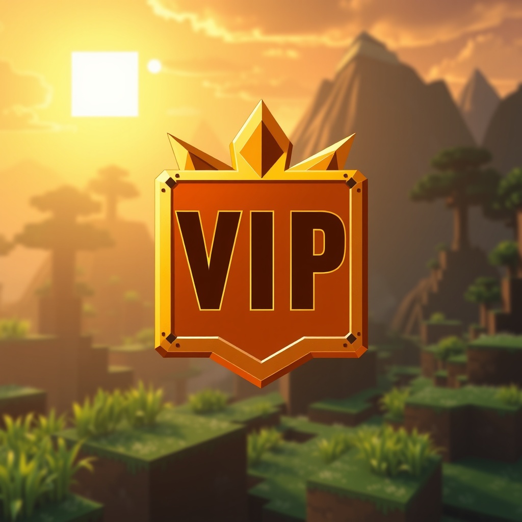AI generated image by FLUX.1-schnell: create me a image for the rank "VIP" for my tebex webstore minecraft. Make the theme survival