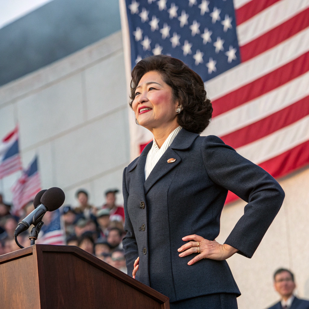 AI generated image by Red Panda AI: the first japanese woman president of the United States