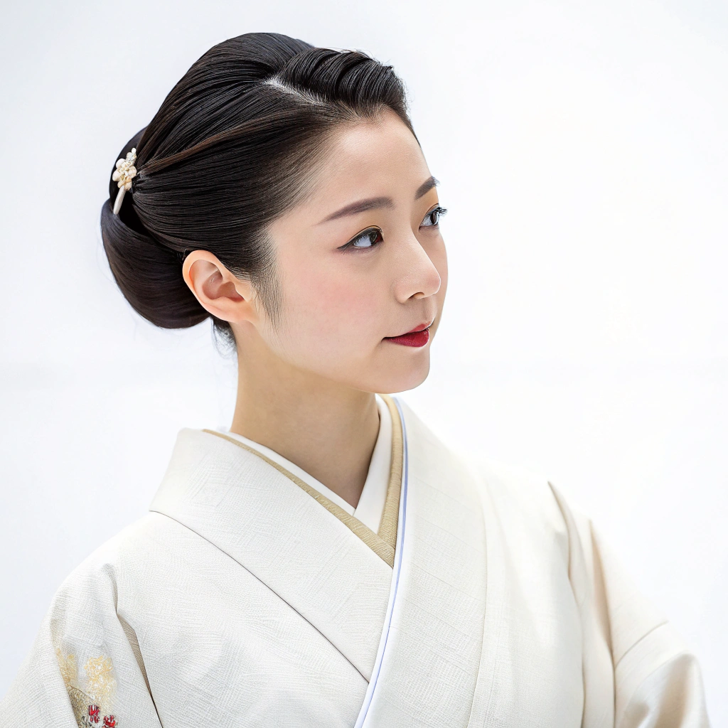 AI generated image by Recraft V3: White background, japanese young woman