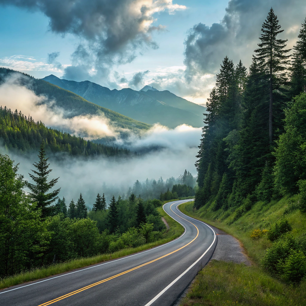 AI generated image by Red Panda AI: Mountain Road 

