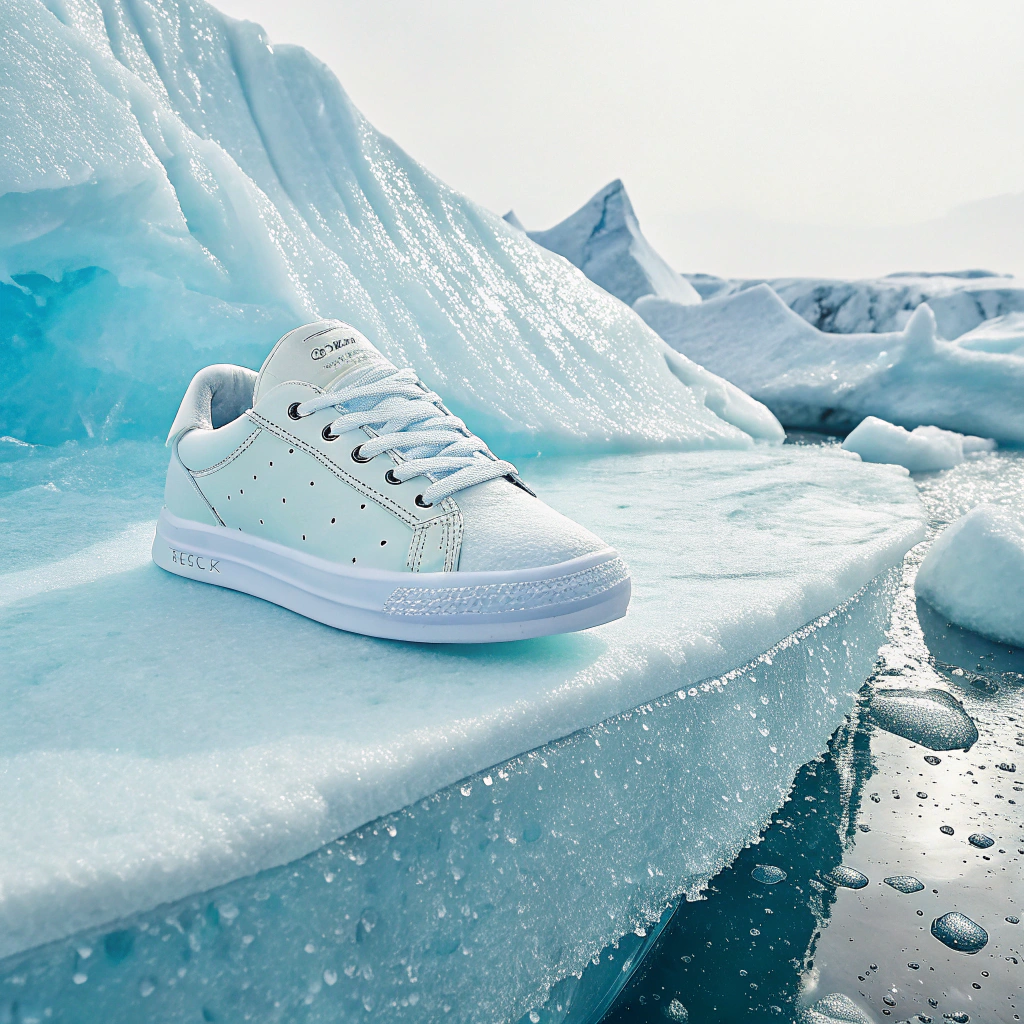 AI generated image by Red Panda AI: crea un fondo para poner unos zapatos basado en un iceverg