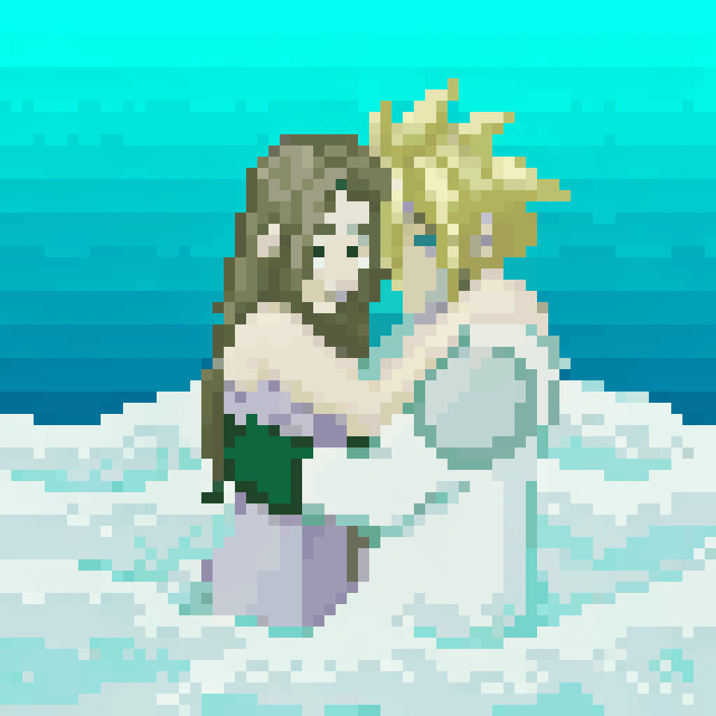 AI generated image by Red Panda AI: Aerith hugging Cloud