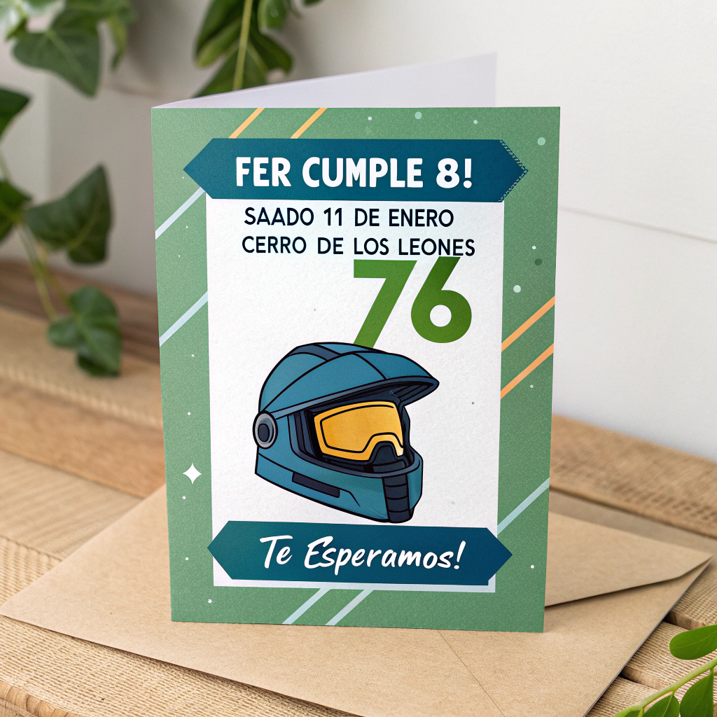 AI generated image by Red Panda AI: Tarjeta de invitación de halo 3 que diga :
Fer cumple 8!
Sábado 11 de enero
Cerro de los leones 76

¡Te esperamos !