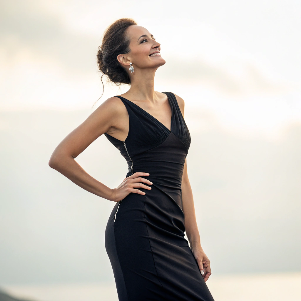 AI generated image by Red Panda AI: Beautifull woman in black dress