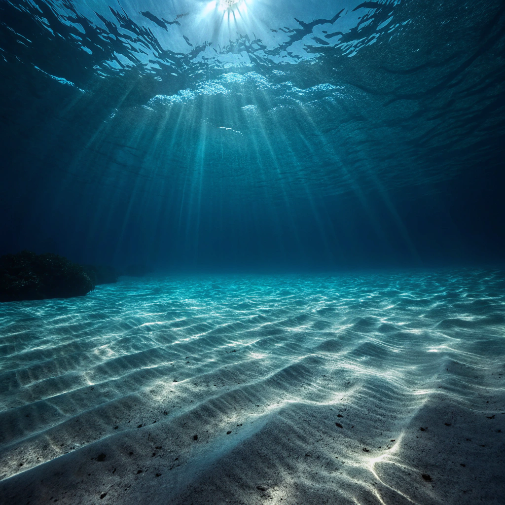 AI generated image by Red Panda AI: fondo del mar sin cielo ni suelo de arena ni seres vivos solo agua