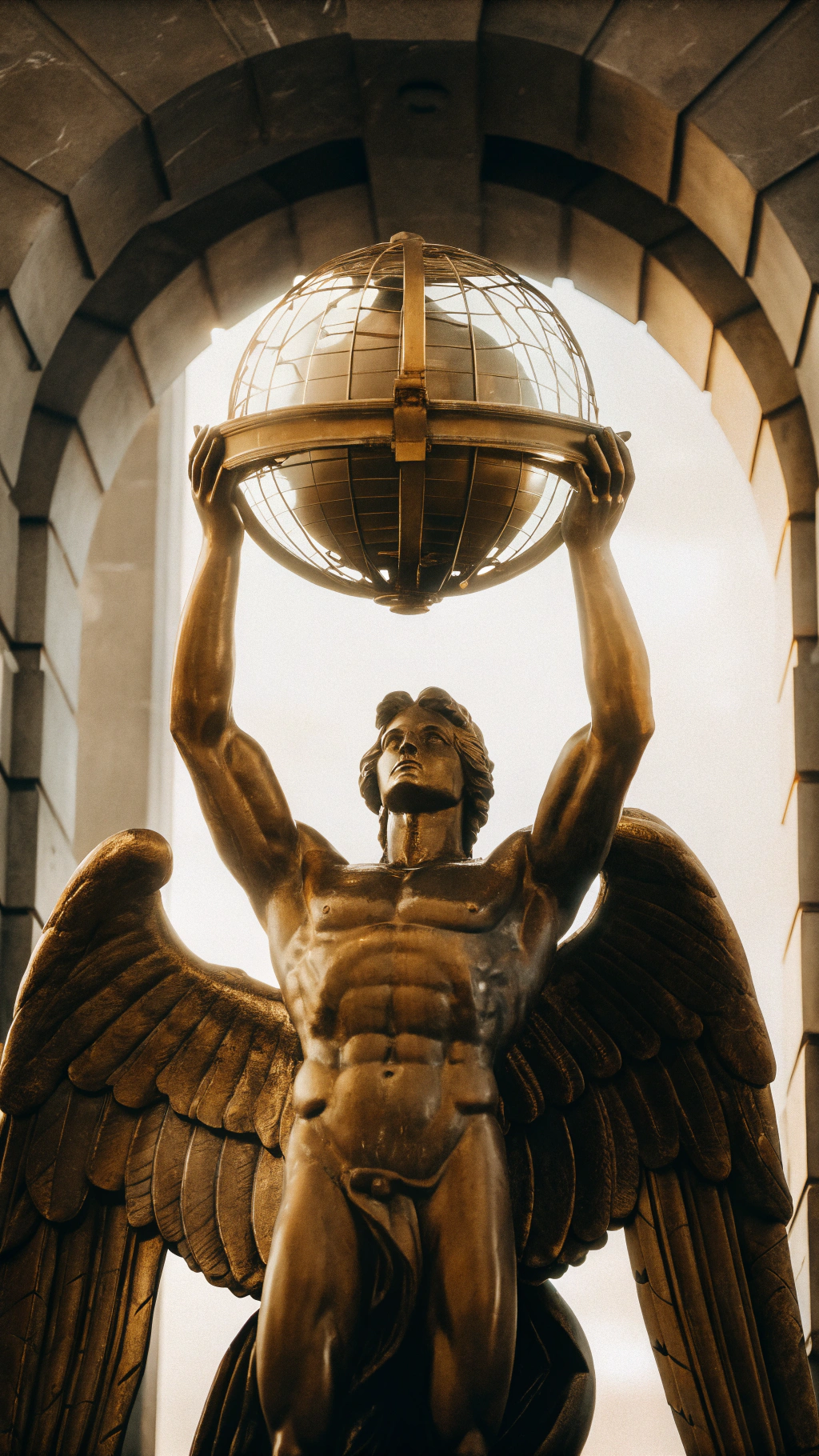 AI generated image by Red Panda AI: A sansón fuerte con alas y alzando al mundo
