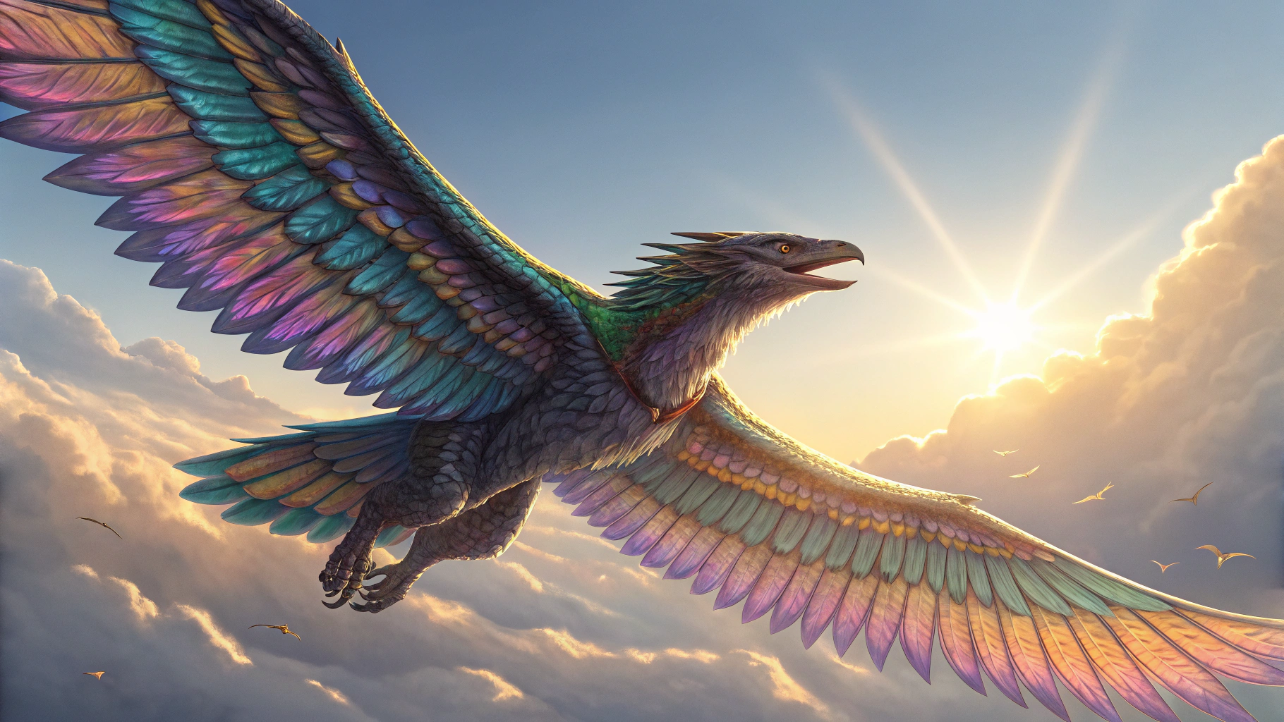 AI generated image by Red Panda AI: A powerful, amazing alien animal that soars with the sun