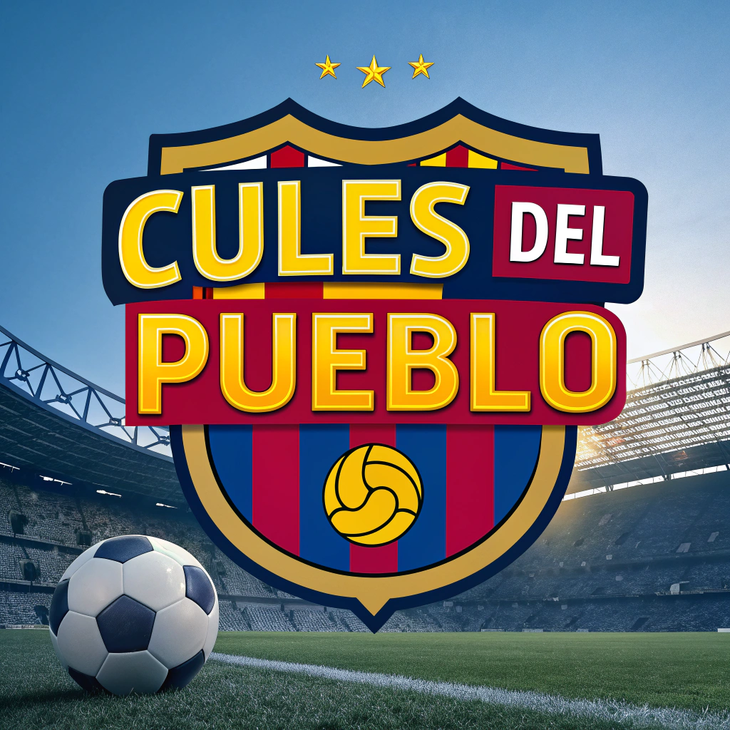 AI generated image by Red Panda AI: UN LOGO PARA MI CANAL DE YOUTUBE QUE SE LLMA CULES DEL PUEBLO Y TRATA DEL FC BARCELONA  