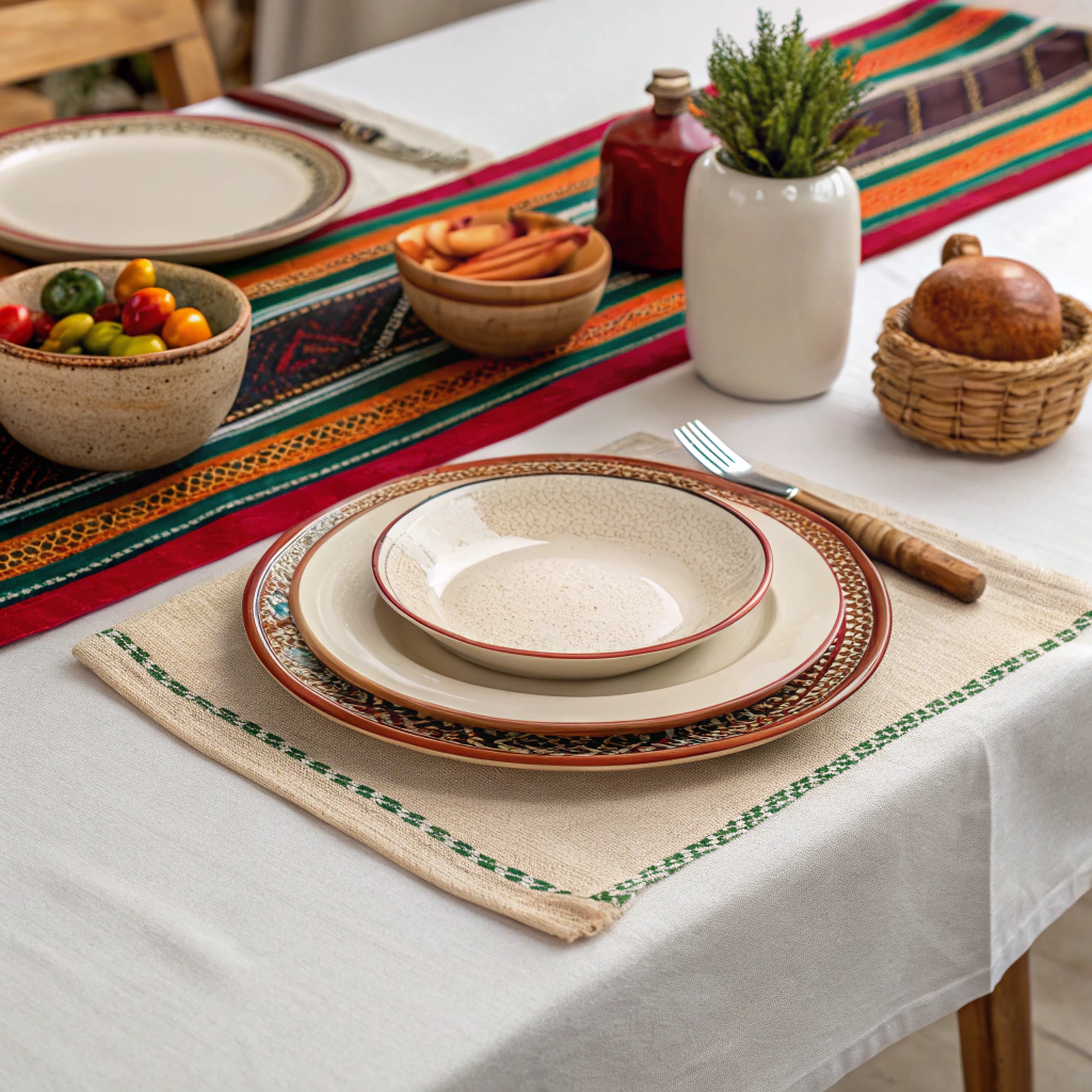 AI generated image by Red Panda AI: una mesa mexicana solo una mesa con purio plato pero vasio para yo poder poner un producto
