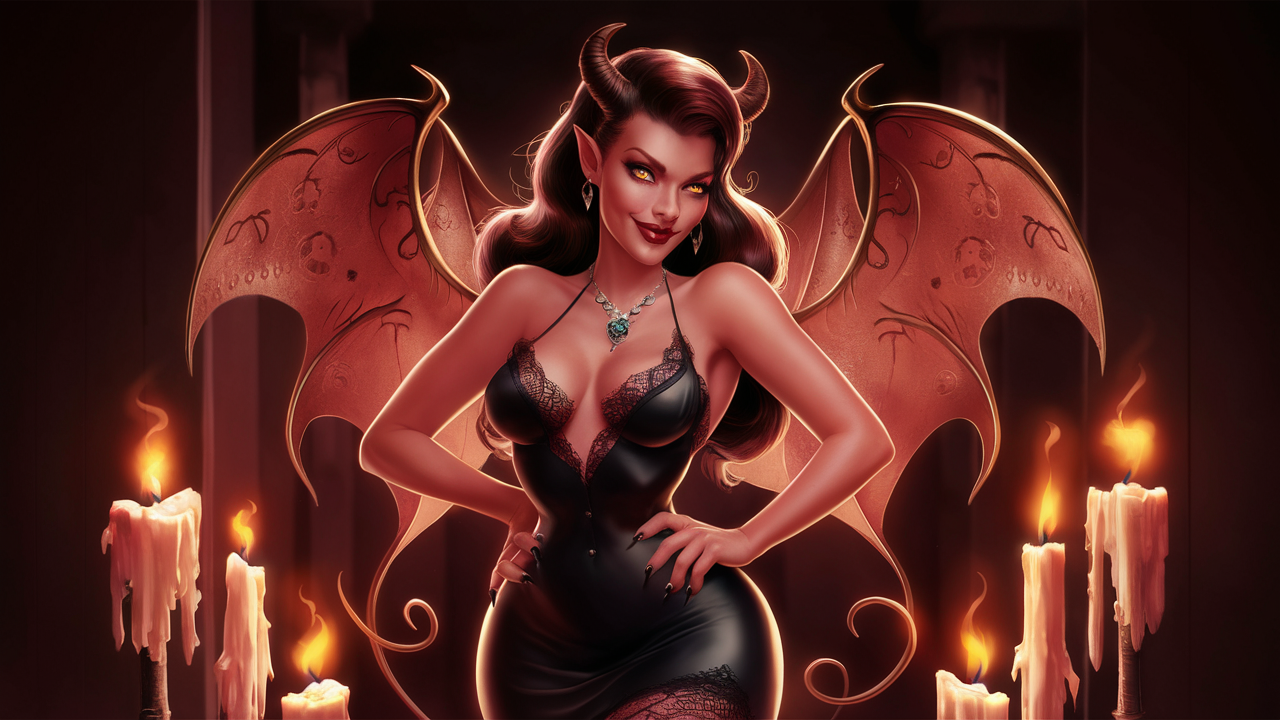 AI generated image by ideogram 2.0: charming succubus