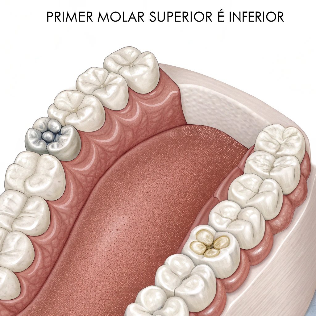 AI generated image by Red Panda AI: DAME DOS IMAGENES DEL PRIMER MOLAR SUPERIOR Y INFERIOR EN ESPAÑOL SU ESTRUCTURA


