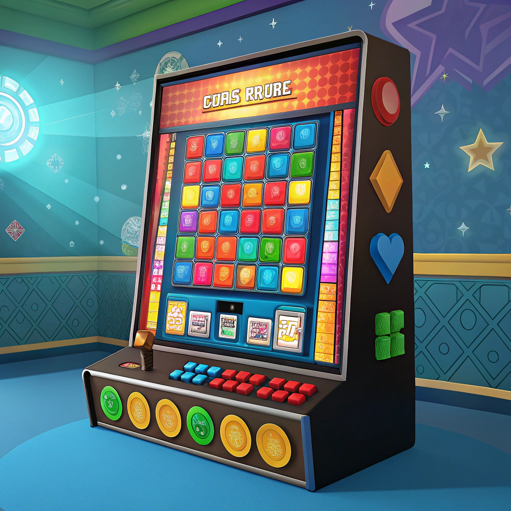 AI generated image by Red Panda AI: a coin pusher game turned into a roguelite video game that's bright and colorful. a full mockup with UI and everything
