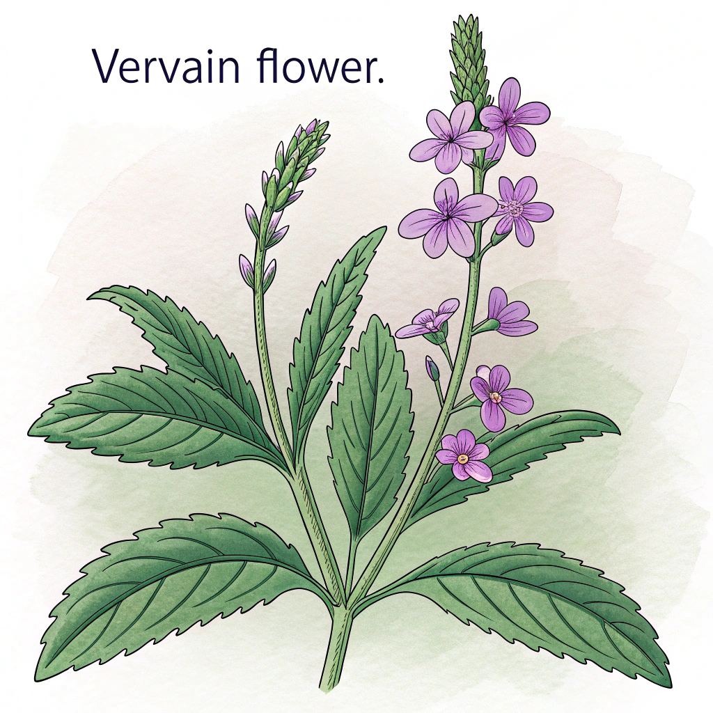 AI generated image by Red Panda AI: puedes indicar sus partes de la flor de la vervena 