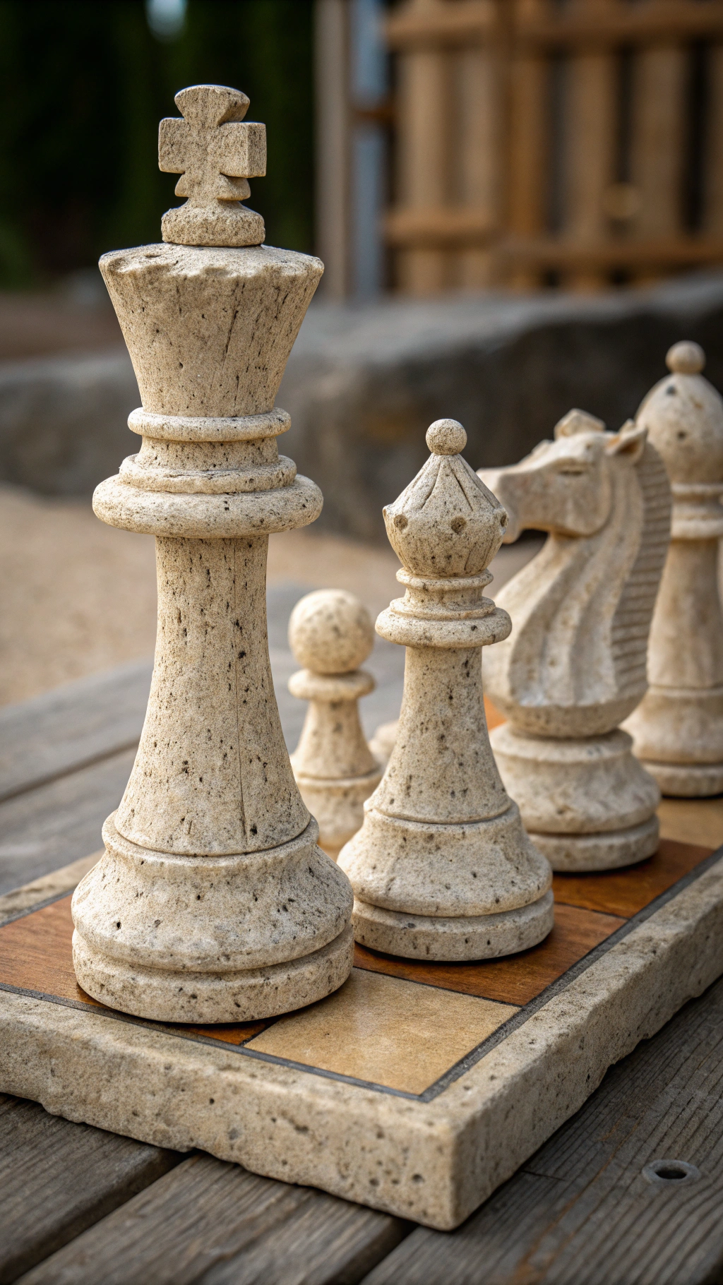 AI generated image by Red Panda AI: pwn chess figures made by stone