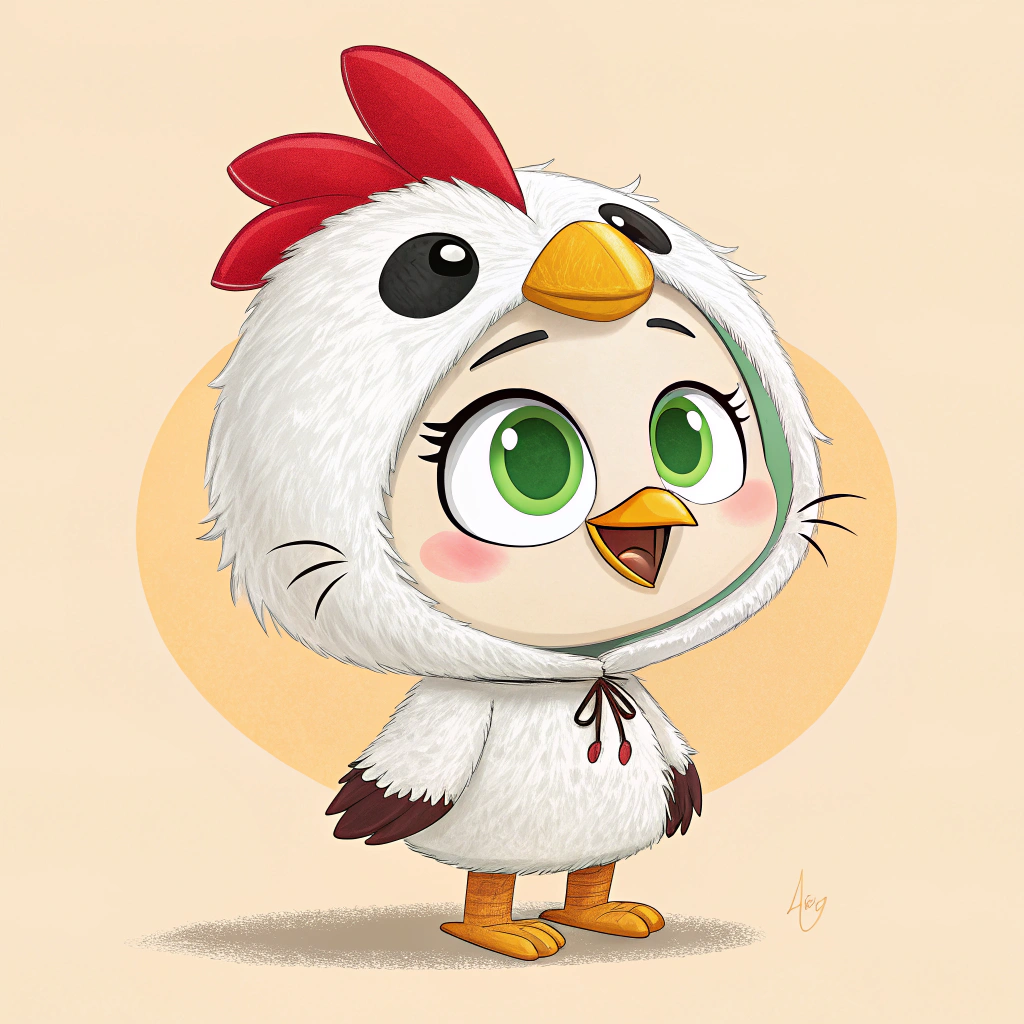 AI generated image by Red Panda AI: The Disney Chanel character or the cartoon net character who looks like me in Angry Bird is a cute and sweet cartoon with white fur and green eyes.