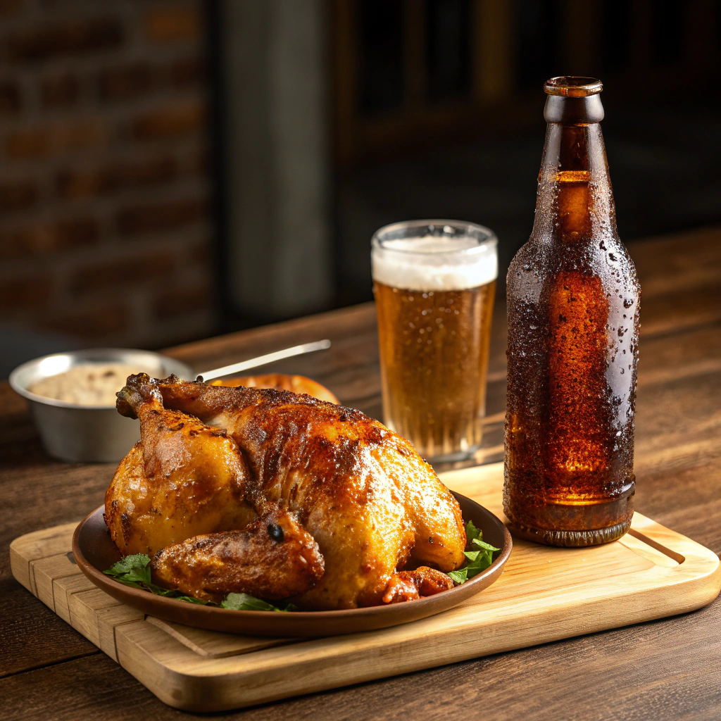 AI generated image by Red Panda AI: chicken and beer