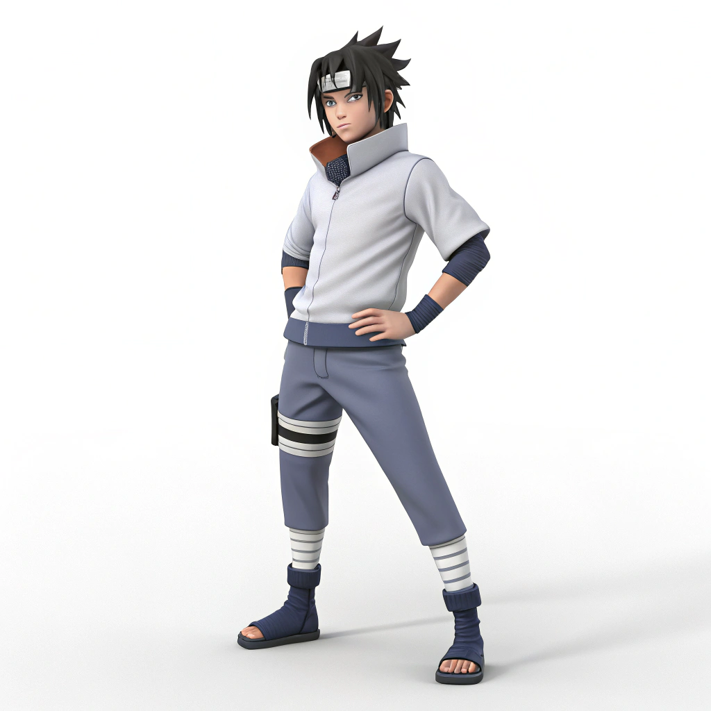 AI generated image by Red Panda AI: Sasuke uchiha 3d with white background