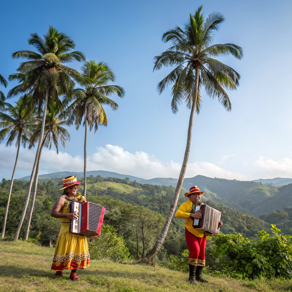 AI generated image by Red Panda AI: palmeras y acordeones
