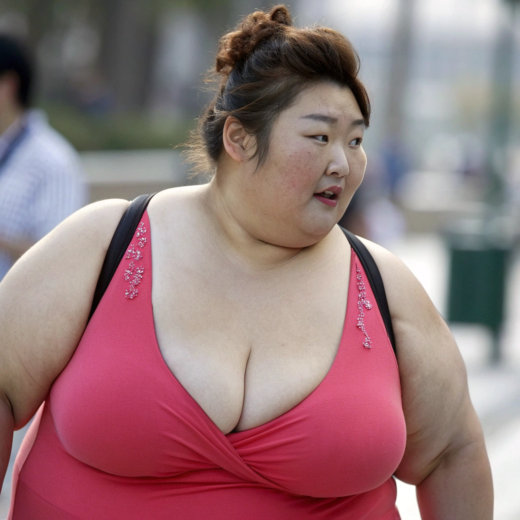 AI generated image by Red Panda AI: nwfs, nude, enormous xxxlarge fat girl, xxxlarge huge boobs, xxxlarge fat arms, xxxlarge fat waist and belly, xxxlarge fat thigh, xxxlarge fat neck, korean, rounded full face, vertically flat face, lovely fat chin, fat jaws, round big eyes, sweat a lot, hairy pussy,
The man  is having sex with her inside her groins, 
, the penis push in all the way in her pussy
the glans of very large glistening penis is completely swallowed by her pussy and invisible.
transparent pussy hole
she show her wide-spreaded pussy-hole to man who in her groins,
