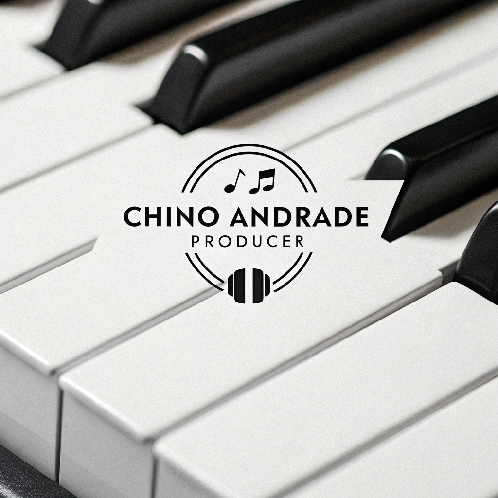 AI generated image by Red Panda AI: Generar un logo de dj qué diga chino andrade producer y contenga elementos de un piano
