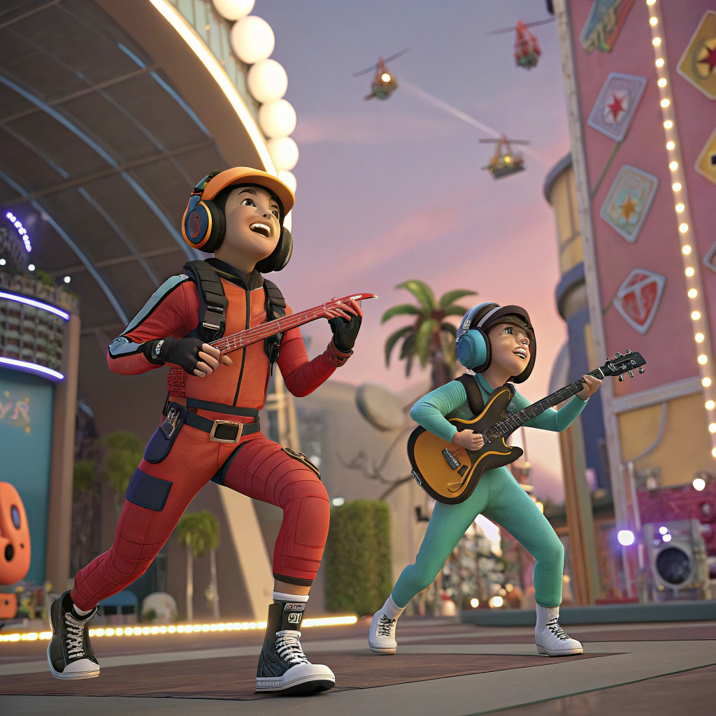 AI generated image by Red Panda AI: vídeo Musical en 3D aventuras  los personaje de cuerpo completo 