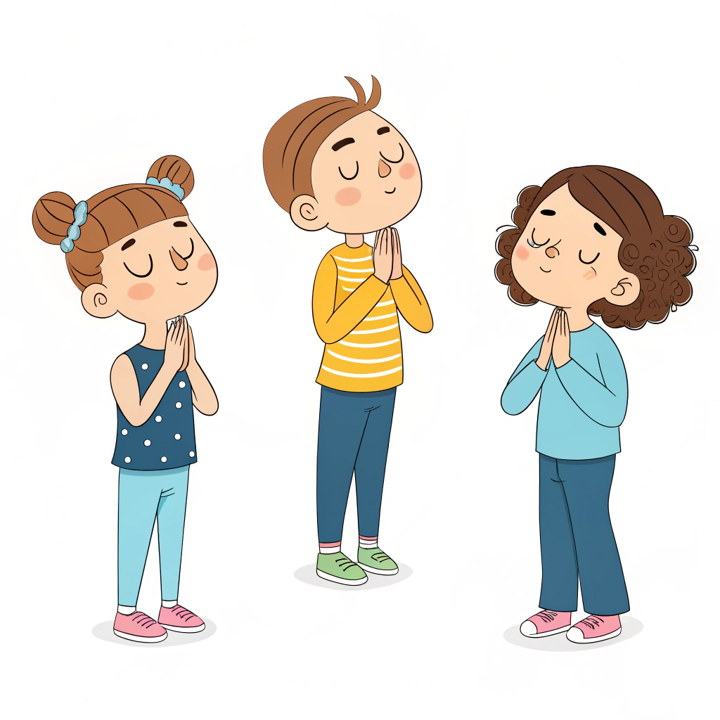 AI generated image by Red Panda AI: realiza una imagen caricatura de niños mostrando la forma correcta de respirar que solo esten las lineas de contorno para que se pueda colorear.
