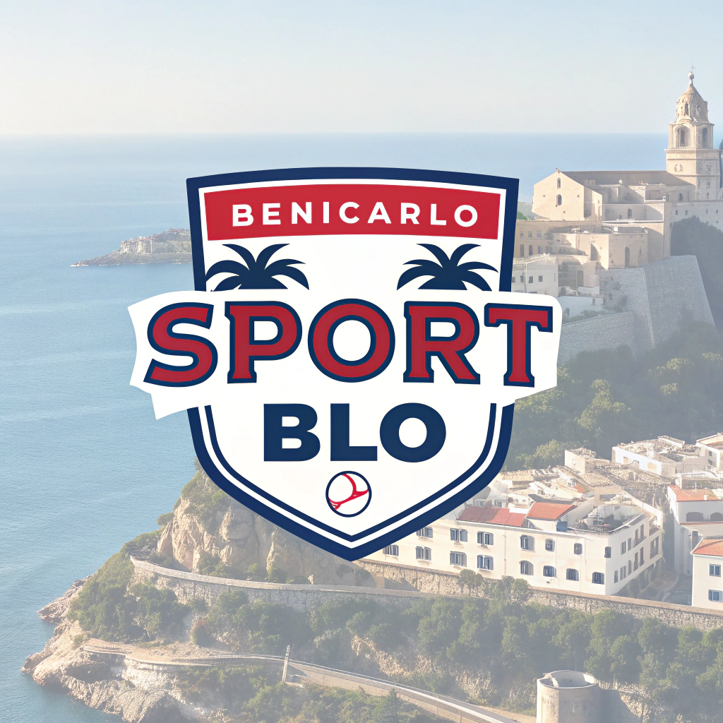 AI generated image by Red Panda AI: CREAME UNA IMAGEN LOGO QUE SALGA LA LETRA SPORT BLO Y DE FONDO BENICARLO 