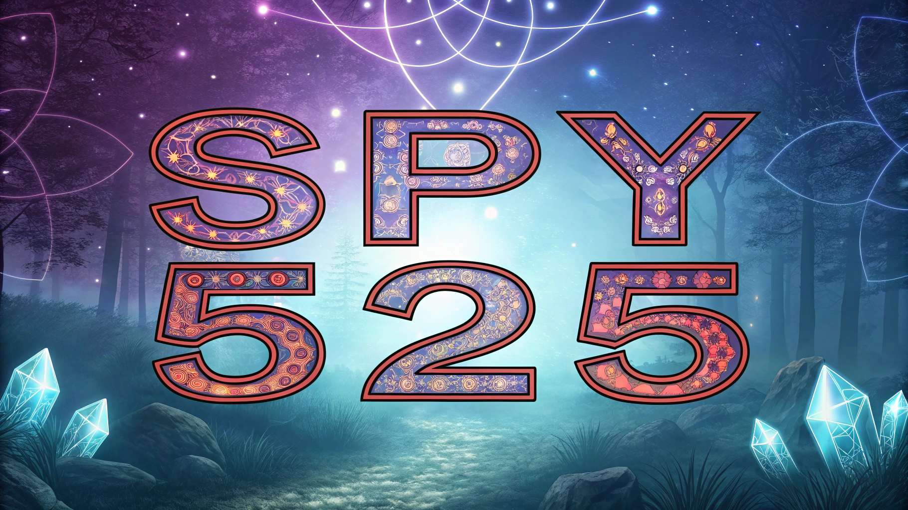 AI generated image by Red Panda AI: "SPY 525", the TEXT "SPY 525" as glorious, magical, fantastic, fantasy, bold, strong, fractal