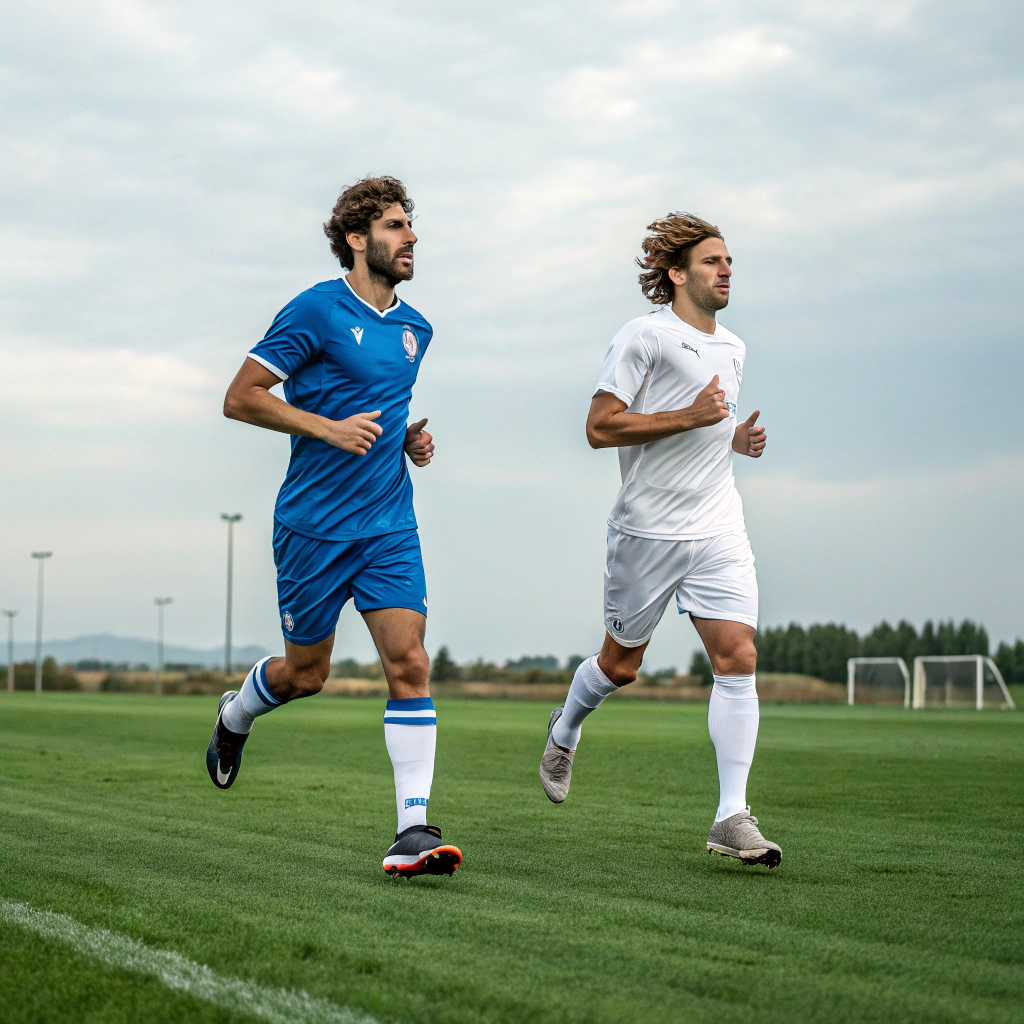 AI generated image by Red Panda AI: Futbolistas corriendo 