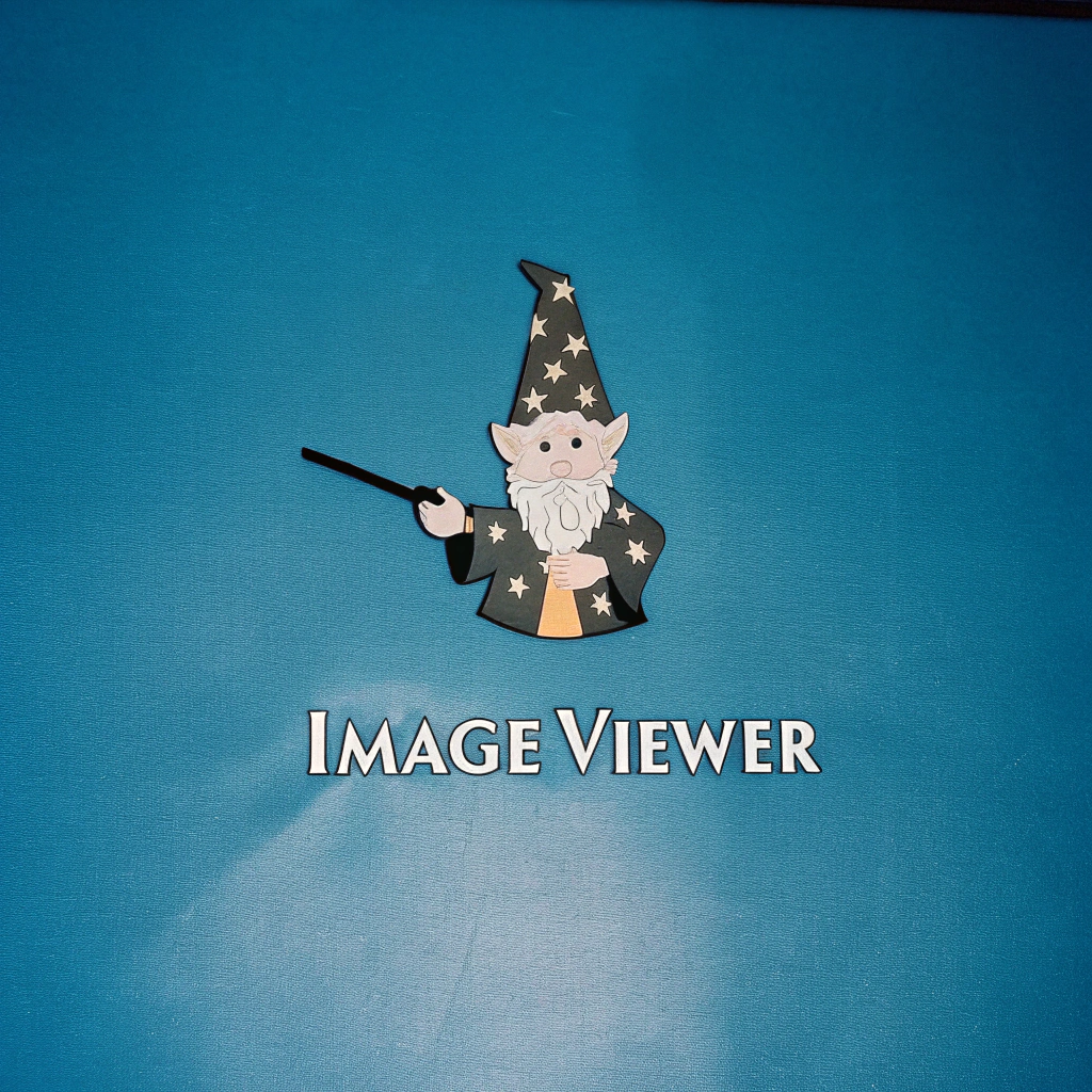 AI generated image by Red Panda AI: Logo for an image viewer that features a wizard or something related to magic