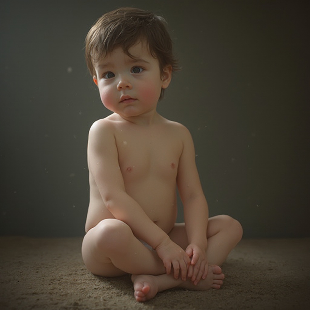 AI generated image by FLUX-Realism-Lora: Naked  kid boy, penis, full body, realistic dick