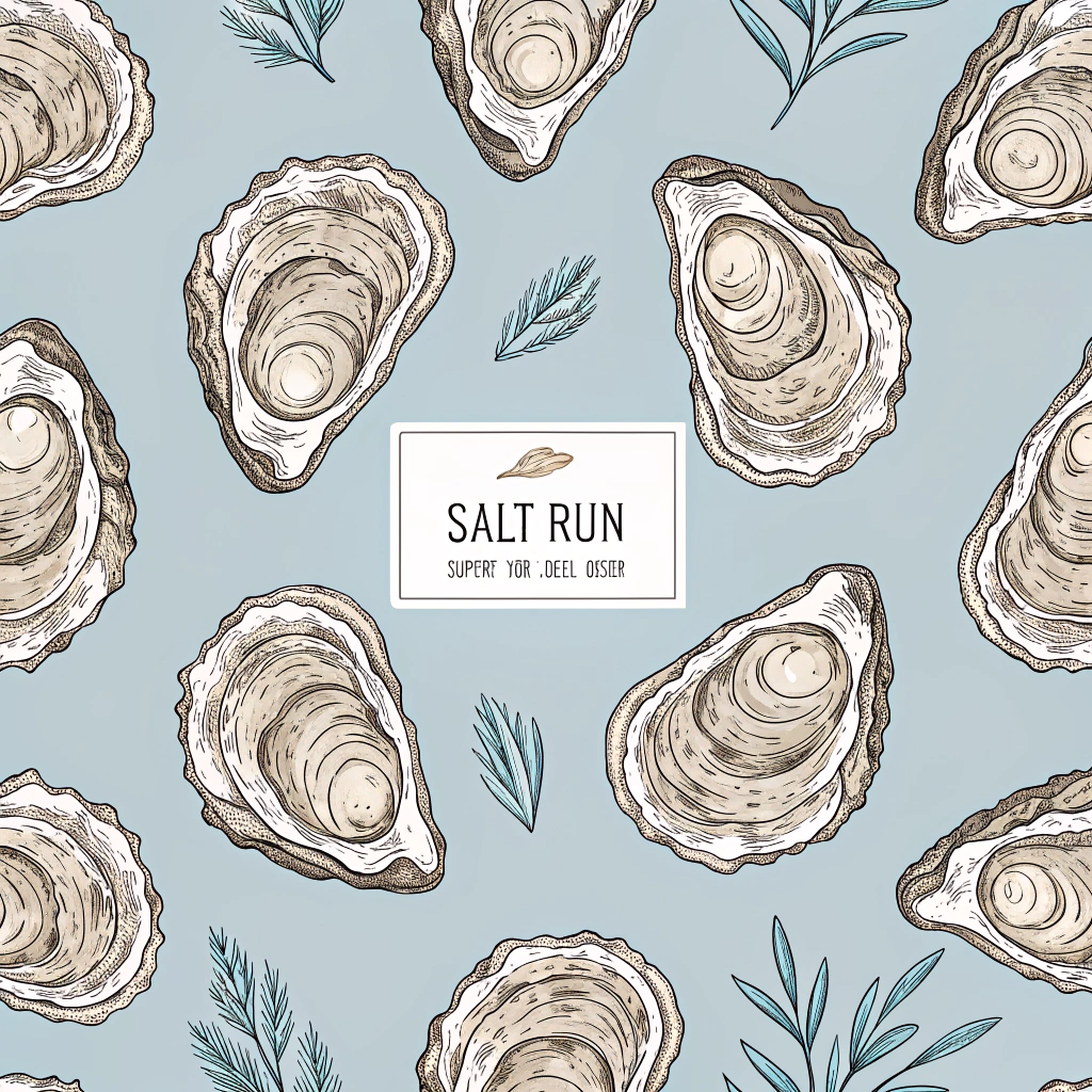 AI generated image by Red Panda AI: A seamless pattern featuring 'Salt Run' oysters from the Matanzas River in Florida, each oyster uniquely detailed with natural textures, grooves, and subtle organic shapes. At first glance, the oysters look entirely natural, but upon closer inspection, hidden feminine forms,  are delicately integrated into the oyster's textures. The figures are nearly imperceptible, blending seamlessly with the natural design to create an understated and mysterious effect. The background is a soft coastal blue, enhancing the serene and elegant aesthetic of the pattern. The design is perfect for fabric applications, exuding sophistication and intrigue. Interwoven in the design is the subtle text "Support Your Local Oyster"