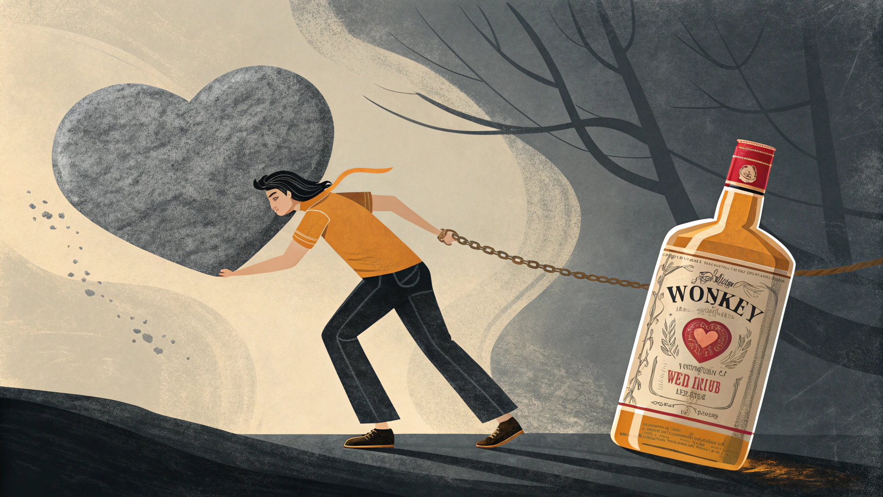 AI generated image by Red Panda AI: Пісня камень на сердце за тобою тянет тебя на дно с любовью американськой кококолой ти забиваешь виски в горло 