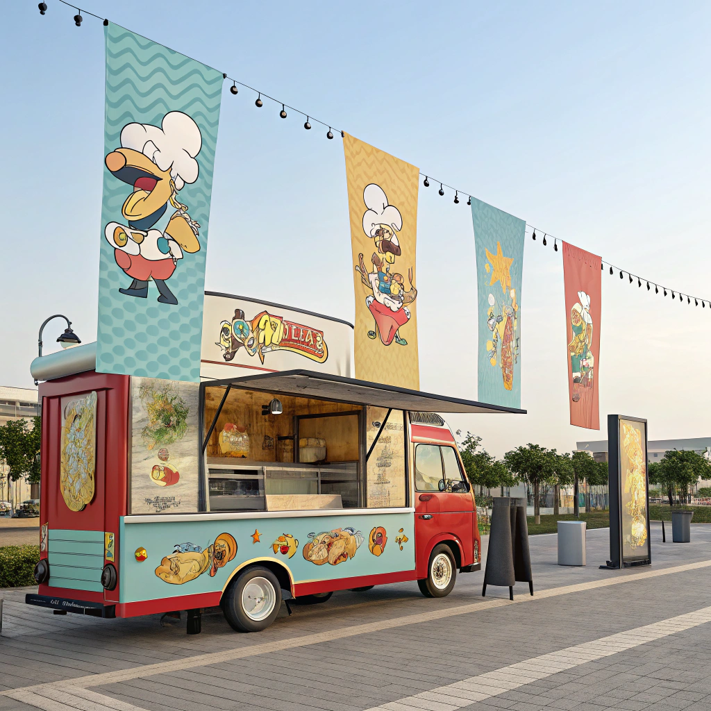AI generated image by Red Panda AI: foodtruck arborant les bails de asterix & obelix
