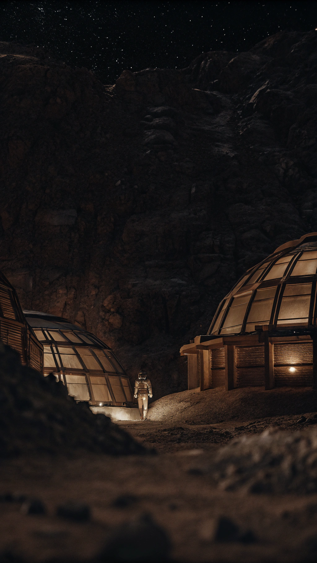 AI generated image by Red Panda AI: In the heart of a Martian plain lies a small settlement of future colonists, nestled among red-orange dunes. Each building is uniquely shaped like a barrel, designed to evenly distribute pressure and withstand Mars’s harsh weather, and is 3D-printed directly from Martian soil. Various rovers move autonomously through the settlement, delivering supplies, gathering scientific data, and monitoring environmental conditions. Roads paved with compacted Martian soil lead to launchpads, marked by a colony emblem symbolizing unity and progress. Dome-shaped bridges connect the buildings, enabling safe passage between them, while an automated 3D printer tirelessly constructs new barrel-shaped homes, layer by layer, under the soft sunlight. This city, thoughtfully designed for survival, stands as a testament to humanity’s drive to explore and settle new worlds, embodying both hope and ambition.