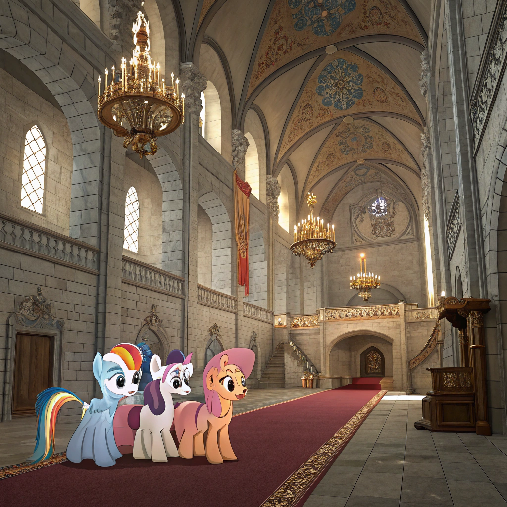 AI generated image by Red Panda AI: My little ponys en castillo realista