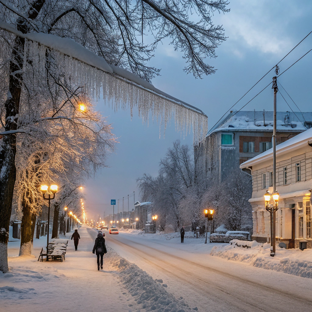 AI generated image by Red Panda AI: Winter street in Tyumen city
